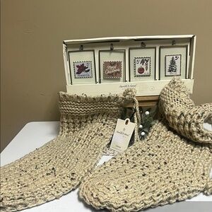 Hearth & Hand ( Magnolia) framed ornament set with two stockings